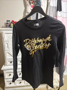 Team Apparel Black Pittsburgh Steelers Script Long Sleeve Tee